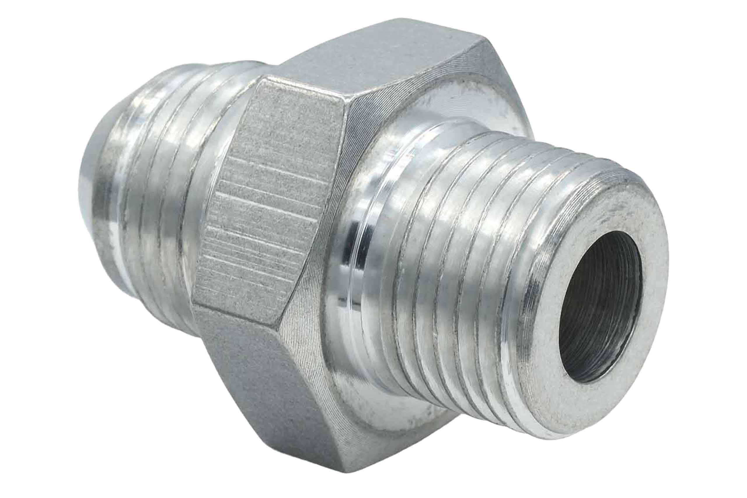 ICT Billet M18x1.5 to 8AN Bosch Pump Outlet Fitting Adapter 8AN to M18x1.5 Thread Connector Fluid Designed & Manufactured in the USA Bare Aluminum F08ANM1815 - Image 4
