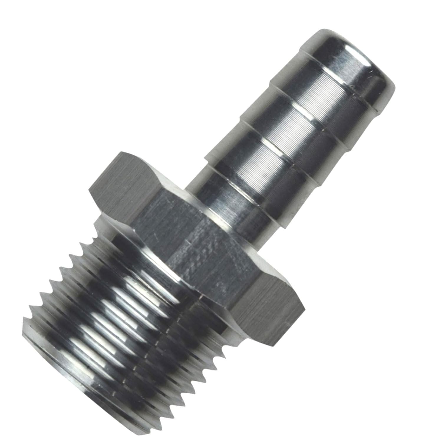 ICT Billet Straight 3/8" NPT Pipe to 3/8" .375" Hose Barb Fitting Bare Aluminum AN840-06-06A - Image 4