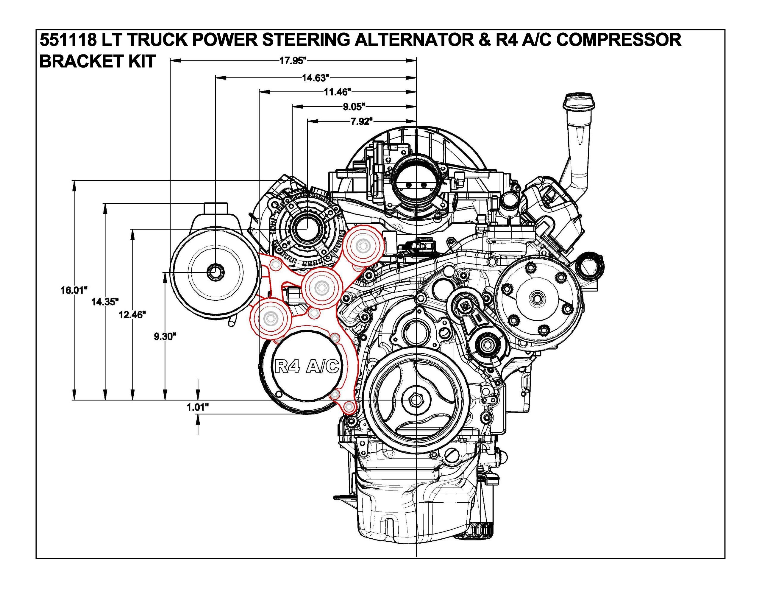 LT Gen V Swap C10 Truck Saginaw Power Steering & R4 A/C Compressor Bracket Kit - Image 3